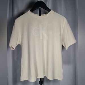 Calvin Klein Men's Short Sleeve Tee in Cream